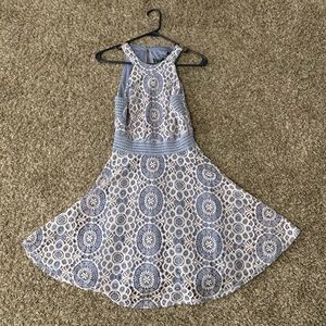 Short, halter top, floral print blue dress size XS